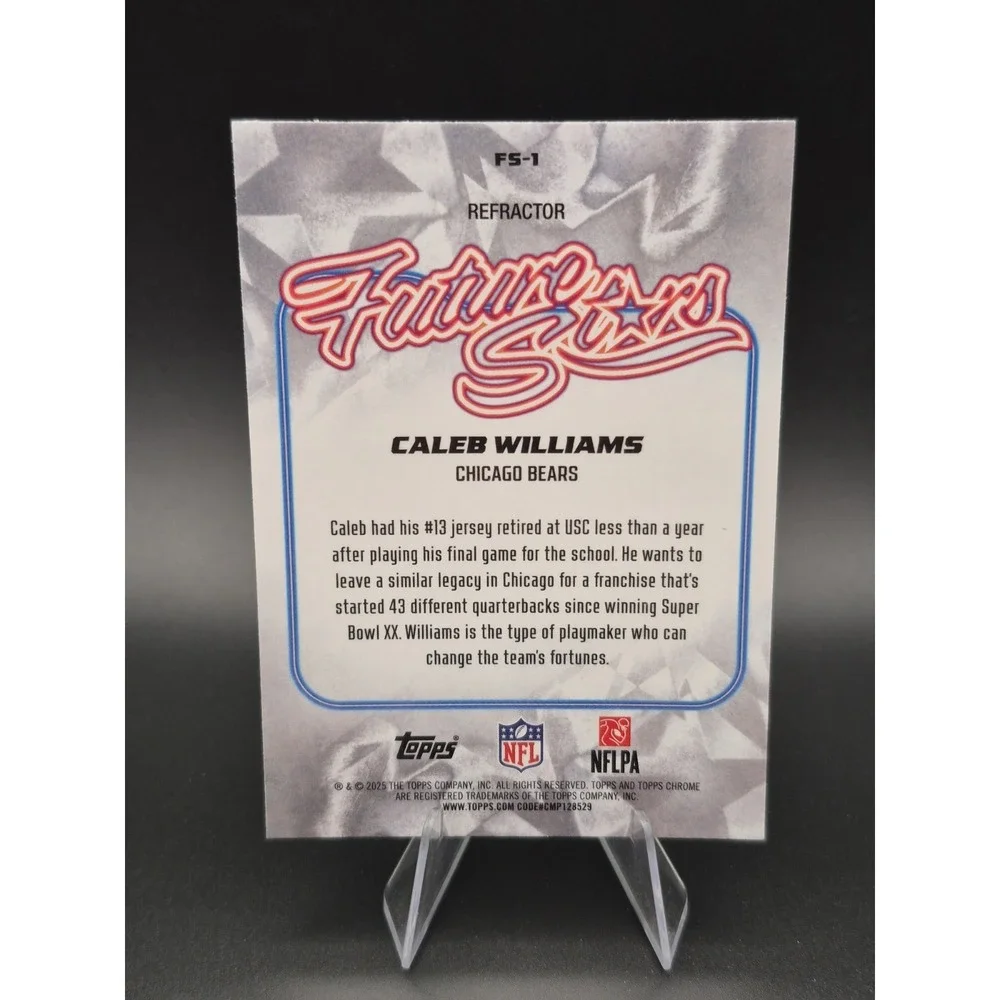 2025 Topps Chrome Caleb Williams #FS-1 Future Stars Refractor Chicago Bears